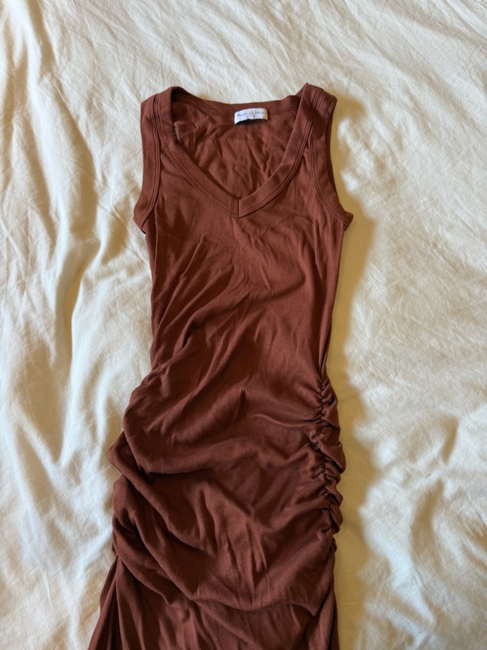 Michael Stars Ribbed Tank Top Dress - Rust